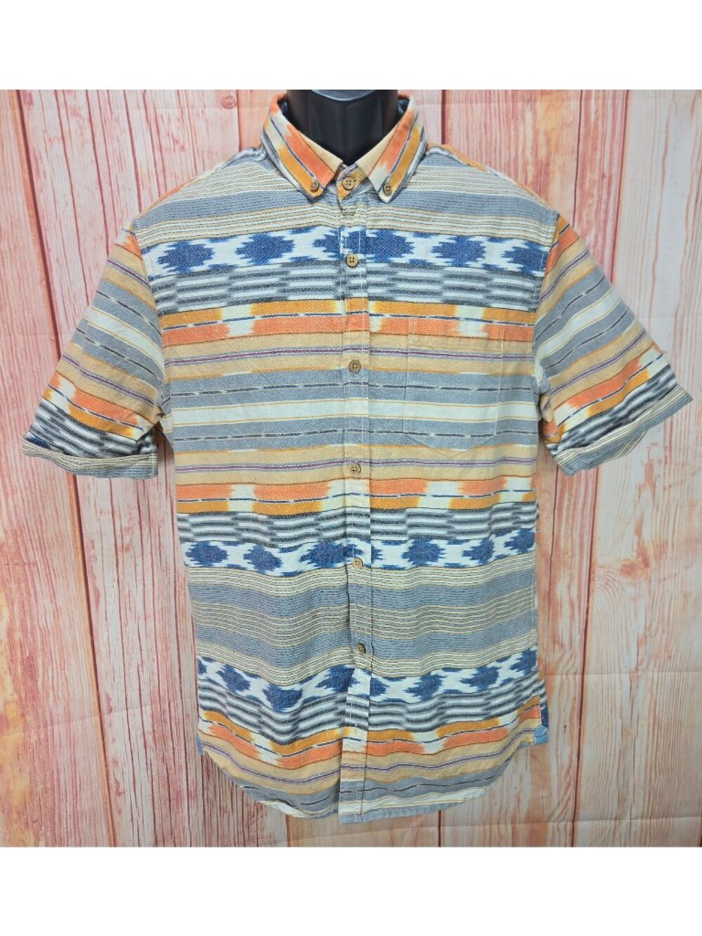 7 Diamonds Mens Short Sleeve Button-Up Shirt Size Large